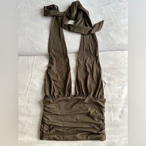 Zara Olive Green Wrap Halter Top